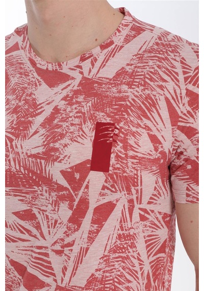 Maraton Sportswear Regular Erkek Bisiklet Yaka Kısa Kol Beach Gülmelanj T-Shirt 20927-Gülmelanj