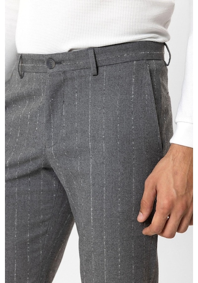 Back And Bond Gri Slim Fit Çizgili Casual Pantolon Çok Renkli