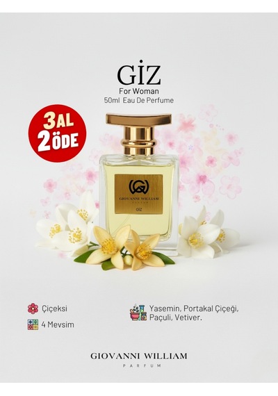 Giz Lüx Kadın Parfüm Sexy Gizemli Etkileyici Beyaz Çiçek, Yasemin, Paçuli, Vetiver Çiçeksi
