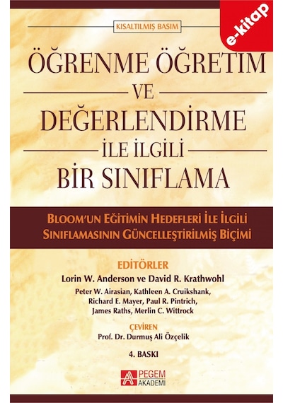 Öğrenme Öğretim Ve Değerlendirme İle İlgili Bir Sınıflama E-kita
