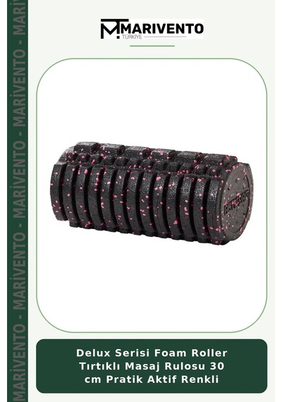 Delux Serisi Foam Roller Tırtıklı Masaj Rulosu 30 Cm Pratik Aktif Renkli Siyah - Pembe