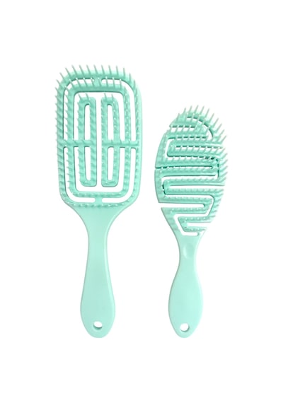 Croc Saç Fırçası Seti 2li Yeşil - Saç Açıcı Fırça, 3d Detangler Brush - Tarak Hediyeli