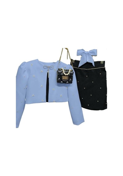 Riccotarz Kız Çocuk Üzeri Taş İşlemeli Etek Askılı Penye Bluz Ve Mavi Blazer Ceket Etekli Takım 001 Riccotarz Kız Çocuk Üzeri Taş İşlemeli Etek Askılı Penye Bluz Ve Mavi Blazer Ceket Etekli Takım 001