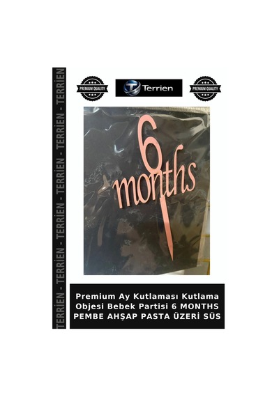 Premium Ay Kutlaması Kutlama Objesi Bebek Partisi 6 Months Pembe Ahşap Pasta Üzeri Süs