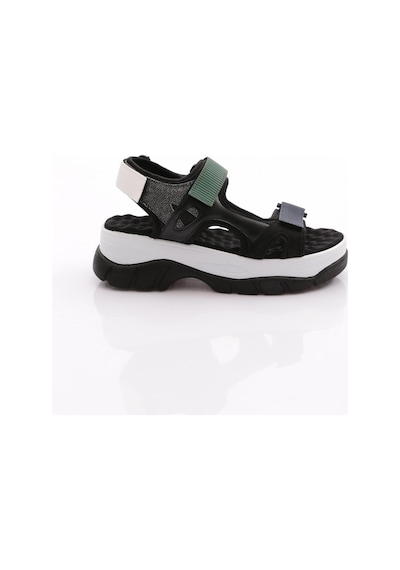 Dgn 4740-22y Kadin Kalin Taban Cirtli Sandalet 4740-2027-R4506 Siyah