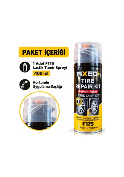 Fıxed F175 Lastik Tamir Kiti 400 Ml Hortumlu Acil Lastik Onarım Köpüğü