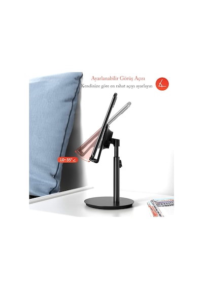 Saiji S1-ıı Masa İçin Cep Telefonu & Tablet Standı, Ayarlanabilir Yükseklik Açısı, İphone, İpad, Samsung Vb. Tüm 4''-11''ekranlar İçin Uyumludur. Siyah