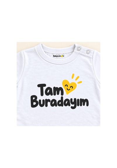 Babylimon Tam Buradayım Beyaz Kısa Kollu Çıtçıtlı Bebek Zıbını Beyaz - Tam Buradayım - 928161968 Beyaz - Tam Buradayım