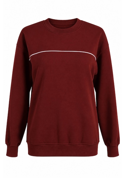 Trender O Yaka 3 İp Biyeli Vişne Kadın Sweatshirt 27kdt1000015