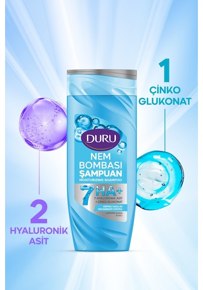 Duru Nem Bombası Şampuan 400 Ml Yağlanma-yıpranmış-kepeğe Karşı 3 Lü Karma Paket Tüm Saçlar