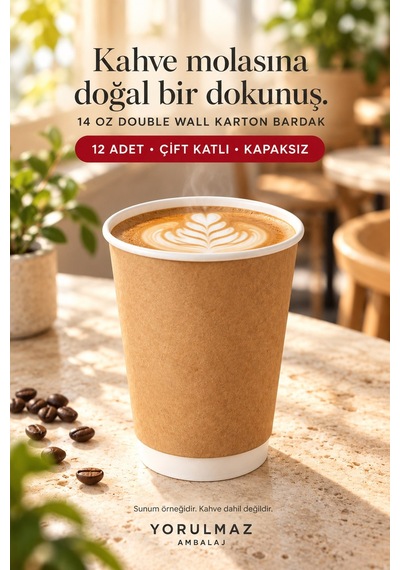 Double Wall Karton Bardak 14 Oz 12 Adet Çift Katmanlı Büyük Boy Sıcak İçecek Kağıt Bardak Renkli