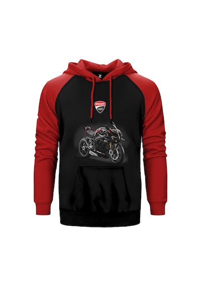 Ducati Panigale V4 Sp2.jpg Kırmızı Renk Reglan Kol Kapşonlu Sweatshirt Kırmızı
