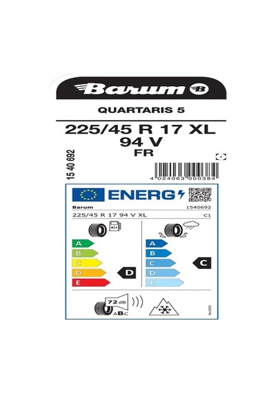 Barum 225/45R17 94V Xl Fr Quartarıs 5 Oto Dört Mevsim  Lastiği  2026