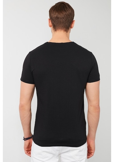 Buratti % 100 Pamuklu Slim Fit Bisiklet Yaka Cepli Erkek T Shirt 5902000 Siyah