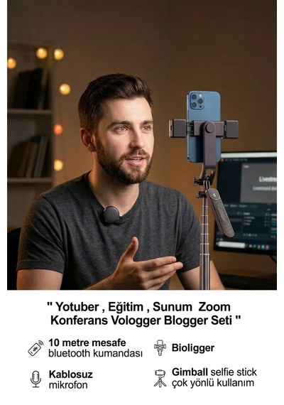 Çift Led Işıklı Ve Kablosuz Yaka Mikrofon Youtube Haber Konferans, Sunum,eğitim Seti 2 Li