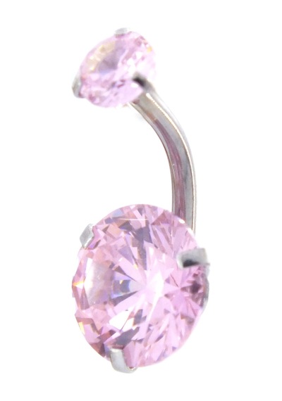 Ferizz 316l Çelik Pembe Zirkon Taşlı Piercing Prc-207 Beyaz