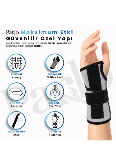 Metal Destekli El Bilek Ateli Ayarlanabilir Çift Yönlü Ortopedik Bilek Desteği