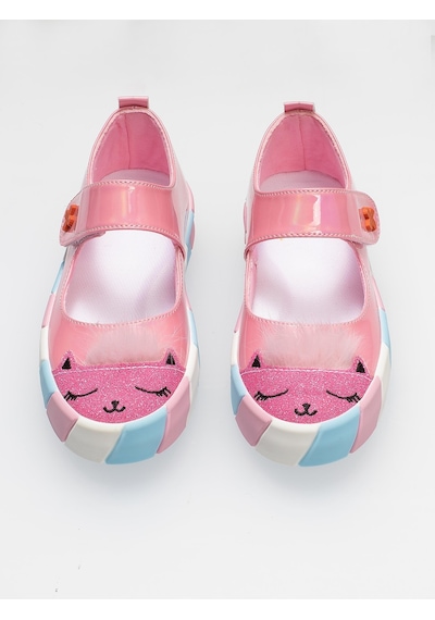 Pembe Rugan Simli 3d Kız Babet Sneakers-pembe Pembe