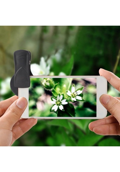 2'si 1 Arada Klipsli Telefon Kamera Lensi 0.45x Ultra Geniş Açı 10x Makro 37mm Evrensel 49mm Uv Port Gümüş
