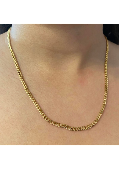 Erkek 3 Mm Düz İnce Gold Renk Çelik Zincir Kolye Gold