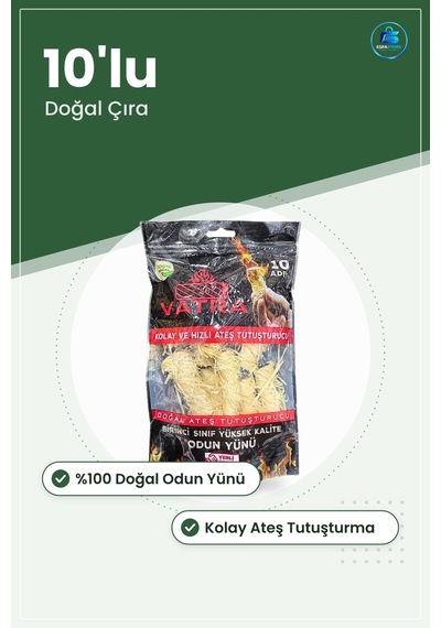 Odun Yünü Çıra 10'lu Doğal Ateş Tutuşturucu Isıtma Yakıtı Mangal