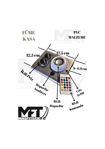 Masfitech Tezgah Altı Bluetooth Müzik Çalar Prizmatik Venüs Füme