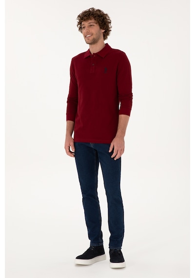 U.S. Polo Assn. Erkek Regular Fit Polo Yaka Bordo Basic Sweatshirt 50307757-VR014