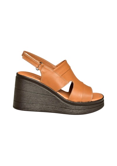 Fox Shoes U555960303 Taba Hakiki Deri Dolgu Topuklu Kadın Ayakkabı Taba-hakiki Deri