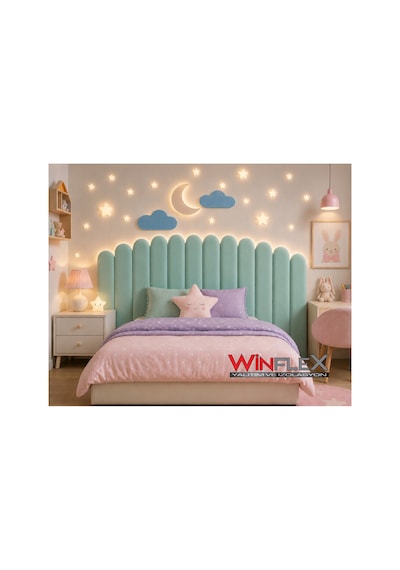 Winflex Yatak Başlık Ay Ve Bulut Set Dekorasyon Panel 180cm-su Yeşil 180 CM