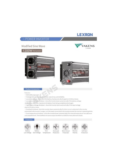 Lexron 1200 W 24V Modifiye Sinüs İnverter 1200 Watt 24 Volt-220V