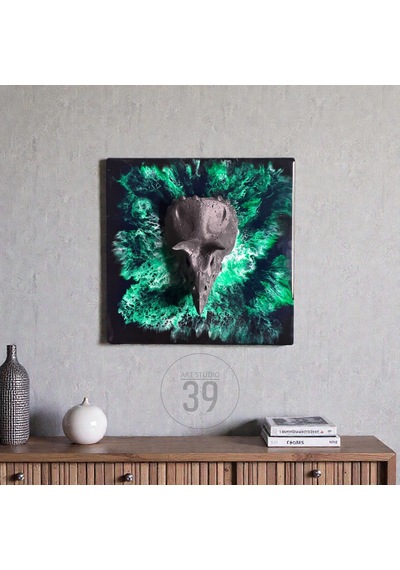 3d Triceratops Kafatası Yeşil Epoksi Duvar Tablosu, El Yapımı Heykelsi Sanat Eseri, 35x35 Cm, Modern & Statement Tasarım 35 x 35 CM 3d Triceratops Kafatası Yeşil Epoksi Duvar Tablosu, El Yapımı Heykelsi Sanat Eseri, 35x35 Cm, Modern & Statement Tasarım 35 x 35 CM