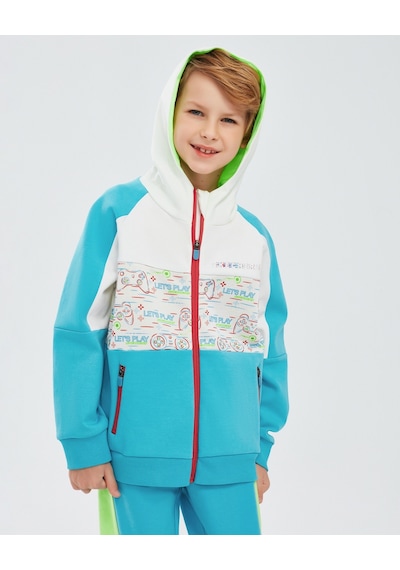 Skechers 2Xı-Lock B Full Zip Hoodie Sweatshirt Büyük Erkek Çocuk Kırık Beyaz Sweatshirt Sk241075-102