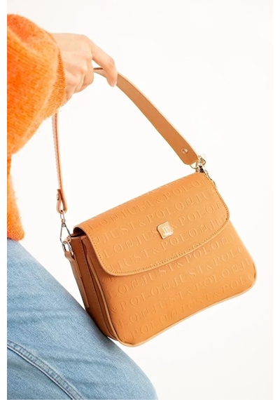 Just Polo Kadın Su Geçirmez Ayarlanabilir Askılı Lüks El & Omuz Çantası Shoulder Bag Ebat: 25 X 15 Cm Taba