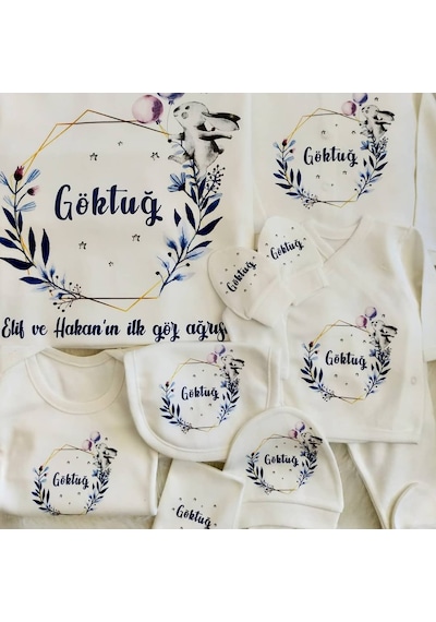 İsimli Hastane Çıkış Seti Unisex Ekru
