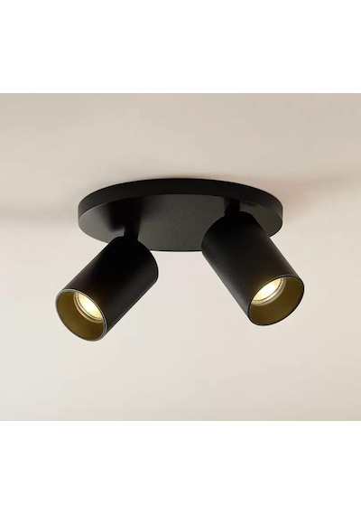 Mylights İkili Modern Led Avize Panasonıc Led Ampullü Hareketli Siyah Metal Gövde Avize Siyah