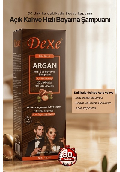 Dexe Açık Kahve 30 Dakikada Hızlı ve Pratik Boya Saç Boyama Şampuanı 420 ML