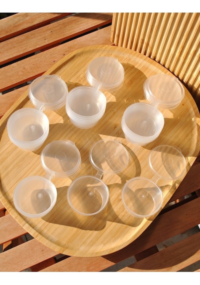 20 Adet Sızdırmaz 40 Ml Mini Plastik Saklama Kabı Sosluk Buzluk Kabı, Et Suyu, Kemik Suyu, Sos Kabı Şeffaf