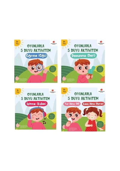 5+ Yaş Çocuklar İçin Oyunlarla 5 Duyu Aktivitem-4 Kitap Set