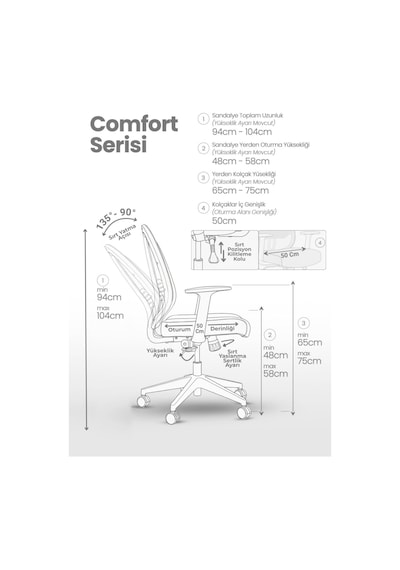 // Comfort Black Personal Ofis Çalışma Koltuğu Siyah