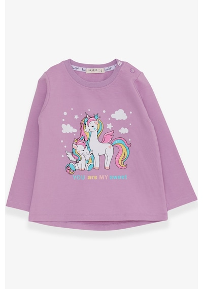 Breeze Kız Çocuk Sweatshirt Sevimli Unicorn Baskılı 1-4 Yaş, Eflatun