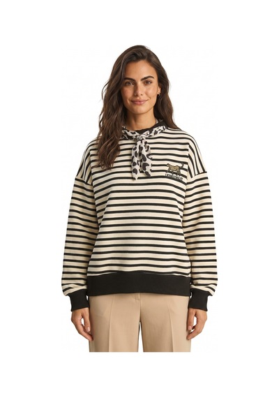 Onloox Kadın Ekru-siyah Ekru Siyah Pamuklu Üç İplik Şardonlu Oversize Fular Detaylı Leopar Nakışlı Sweatshirt Onloox Kadın Ekru-siyah Ekru Siyah Pamuklu Üç İplik Şardonlu Oversize Fular Detaylı Leopar Nakışlı Sweatshirt