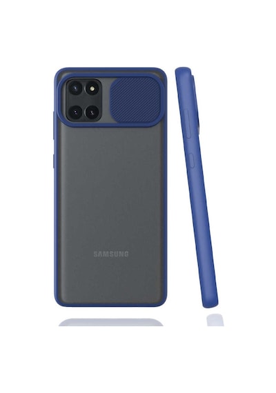 Kilifone - Samsung Uyumlu Galaxy A81 Note 10 Lite - Kılıf Slayt Sürgülü Arkası Buzlu Lensi Kapak - Lacivert
