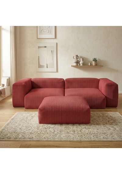 Relax Köşe Koltuk Takımı Sünger Koltuk Kanepe Divan Kırmızı