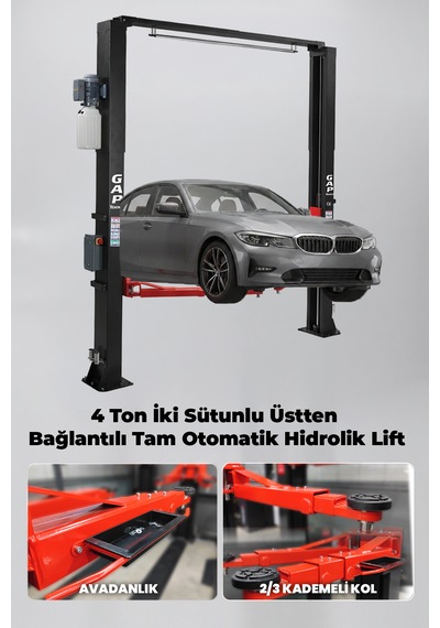 Gaptools Professıonal 4 Ton İki Sütunlu Üstten Bağlantılı Tam Otomatik Hidrolik Lift - Gpl 102u