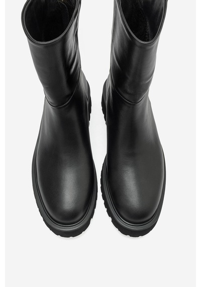 Luvi Shoes Alden Siyah Hakiki Deri Arkadan Fermuarlı Kadın Bot