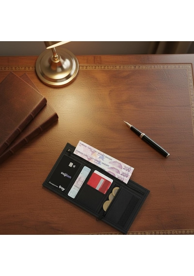 Elegance Siyah Atatürk İmzalı Basic Spor Wallet Cüzdan 421-siyah