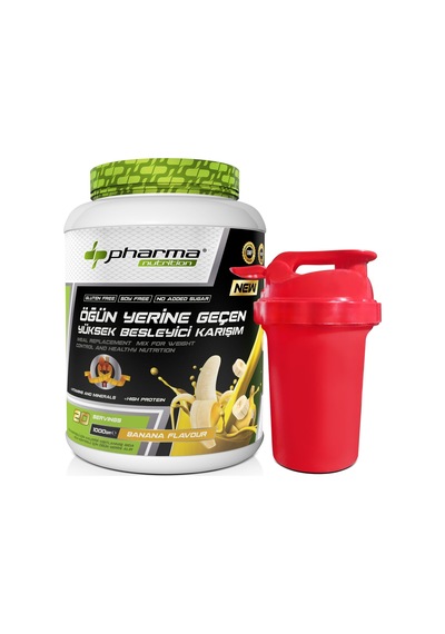 Proteinli Öğün Tozu Öğün Yerine Geçen Besleyici Shake Muz Aromalı 20 Servis 1000 Gr Shaker Hediyeli