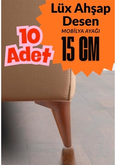 10 Adet 15 Cm Mobilya Ayak Seti Ahşap Desenli Kanepe Koltuk Tv Ünitesi Yükseltici Ayak Kanepe Ayağı Kahverengi Kahverengi