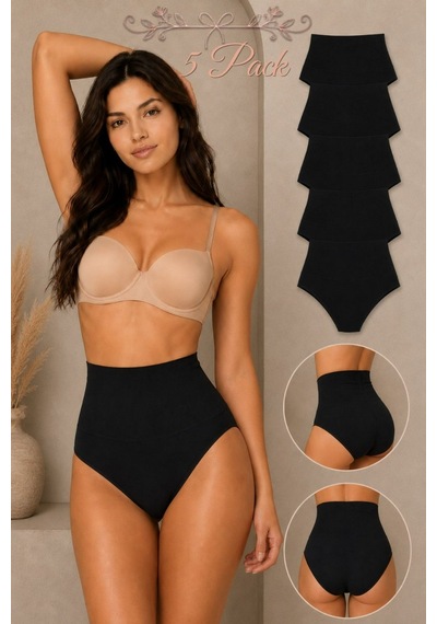 Fit Women Kadın Yüksek Bel Esnek 5 Li Külot Siyah