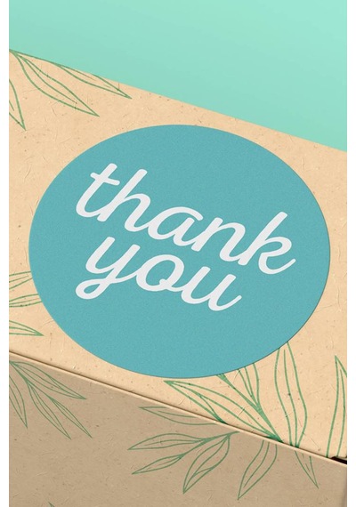Turkuaz Thank You Hediye Kargo Paketleme Sticker 3x3cm St2127 Çok Renkli